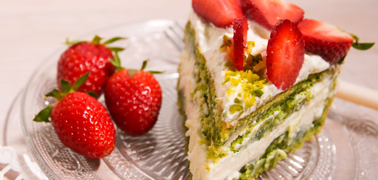 Spinattorte mit Erdbeeren